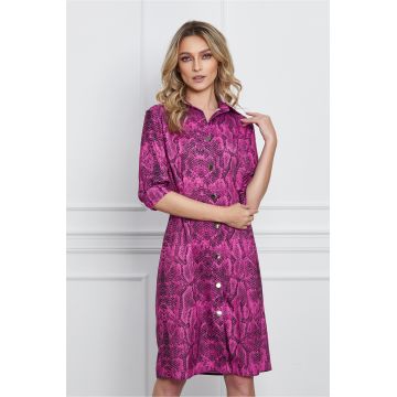 Rochie Mirela magenta cu imprimeu snake
