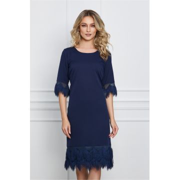 Rochie Roxana bleumarin cu franjuri