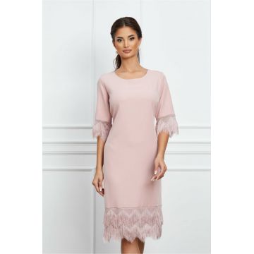 Rochie Roxana roz cu franjuri