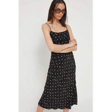 Tommy Jeans rochie culoarea negru, midi, drept