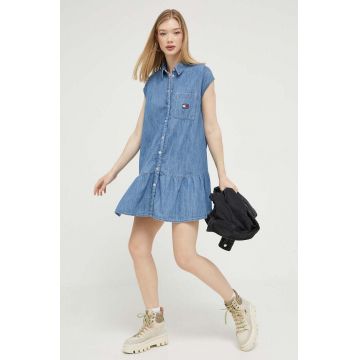 Tommy Jeans rochie jeans mini, evazati