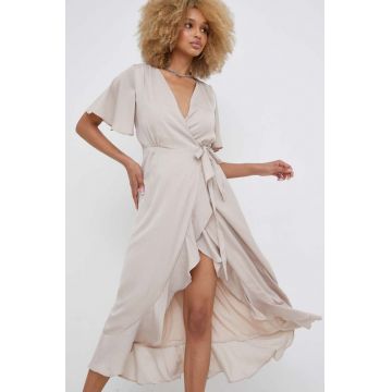 Answear Lab rochie culoarea bej, midi, evazati