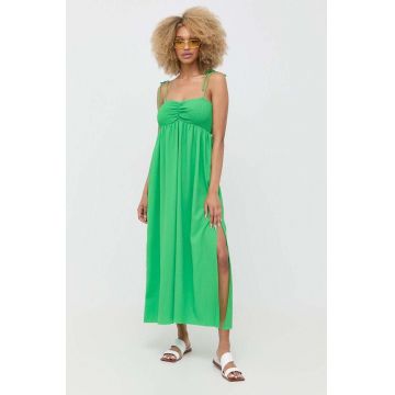 Notes du Nord rochie Carrie culoarea verde, maxi, evazati