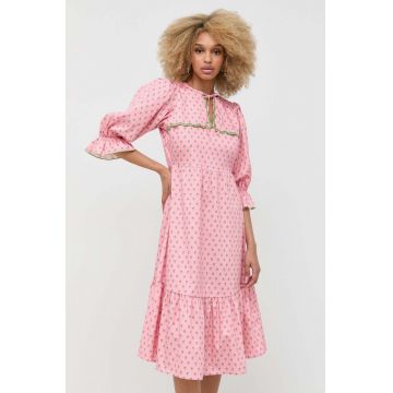 Notes du Nord rochie culoarea roz, midi, evazati