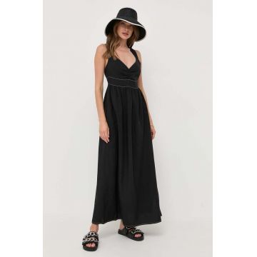 Notes du Nord rochie din amestec de in culoarea negru, maxi, drept