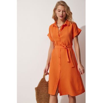 Rochie-camasa cu cordon in talie