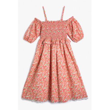 Rochie cu maneci bufante si imprimeu floral
