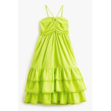 Rochie de bumbac cu terminatie cu volane