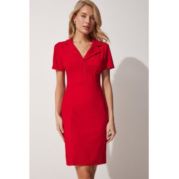 Rochie din amestec de bumbac cu slit