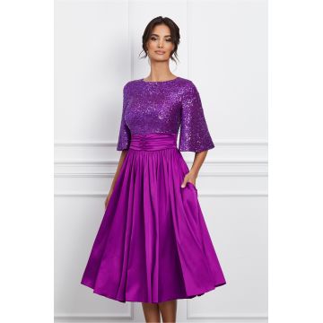 Rochie Dy Fashion magenta cu paiete la bust