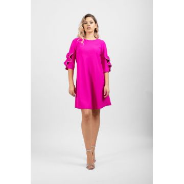 Rochie LaDonna fucsia cambrata cu funde maxi