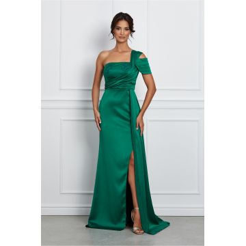 Rochie MBG verde lunga cu broderie pe bust