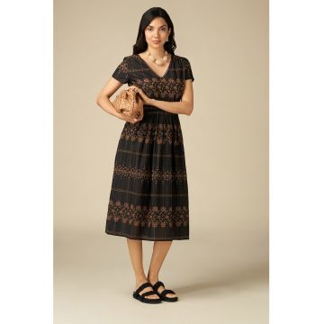 Rochie midi din bumbac cu broderie