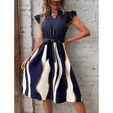 Rochie Ofira midi lejera din material sintetic multicolor DRGR0086 Dargen