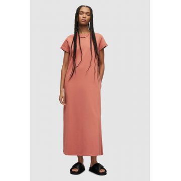 AllSaints rochie din bumbac culoarea roz, maxi, drept