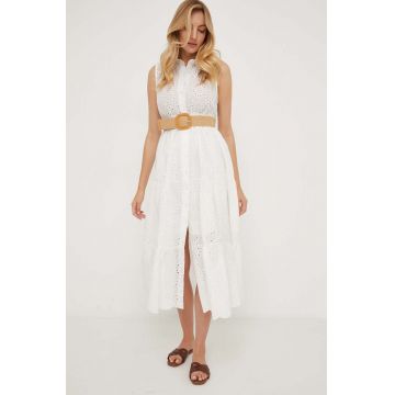 Answear Lab rochie culoarea alb, midi, evazati