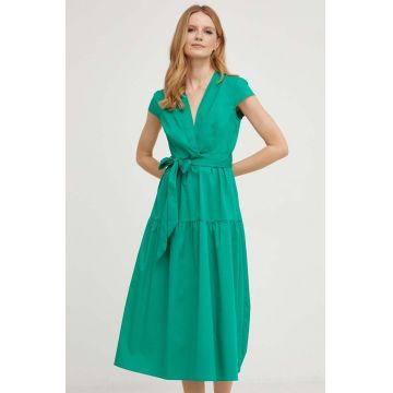 Answear Lab rochie culoarea verde, midi, evazati