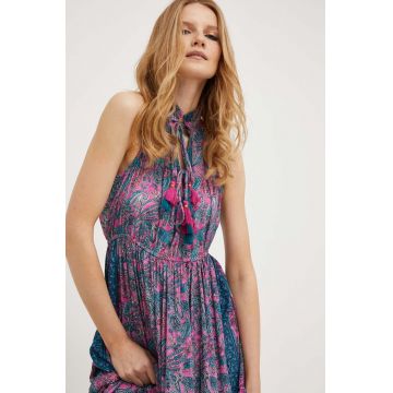 Answear Lab rochie de matase culoarea roz, maxi, evazati