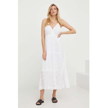Answear Lab rochie din bumbac culoarea alb, maxi, evazati