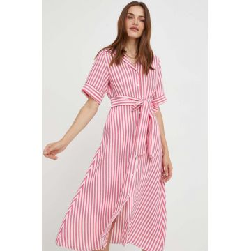 Answear Lab rochie din bumbac culoarea rosu, midi, evazati