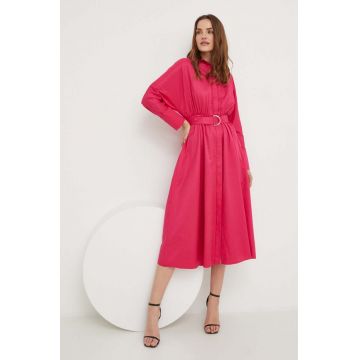Answear Lab rochie din bumbac culoarea roz, midi, oversize