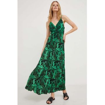 Answear Lab rochie din bumbac culoarea verde, maxi, evazati