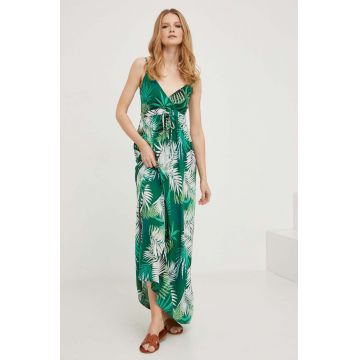 Answear Lab rochie din bumbac culoarea verde, maxi, evazati