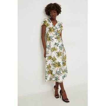 Answear Lab rochie din bumbac culoarea verde, midi, evazati