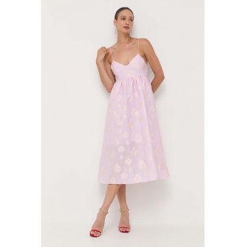 Custommade rochie culoarea roz, midi, evazati