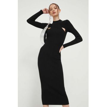 HUGO rochie culoarea negru, maxi, mulata