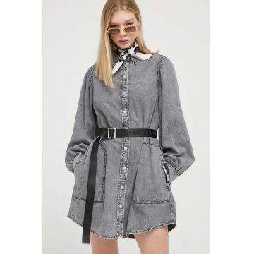 Karl Lagerfeld Jeans rochie jeans culoarea gri, mini, oversize
