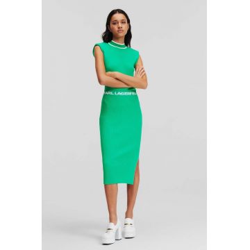 Karl Lagerfeld rochie culoarea verde, midi, mulata