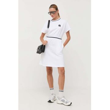 Karl Lagerfeld rochie din bumbac culoarea alb, mini, evazati
