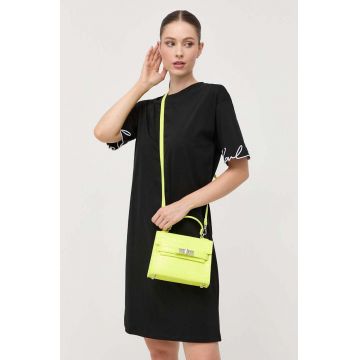 Karl Lagerfeld rochie din bumbac culoarea negru, mini, drept
