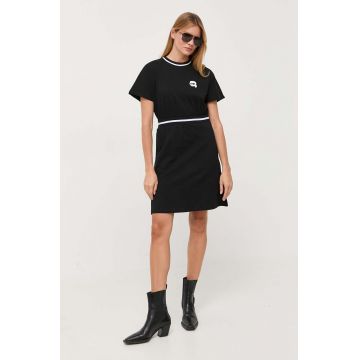 Karl Lagerfeld rochie din bumbac culoarea negru, mini, evazati