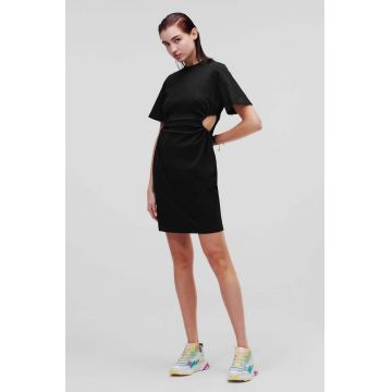 Karl Lagerfeld rochie din bumbac culoarea negru, mini, mulata