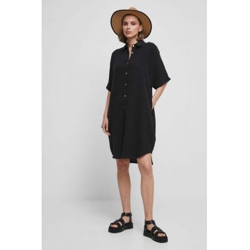 Medicine rochie din bumbac culoarea negru, midi, oversize