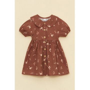 Rochie cu model floral si guler Peter Pan