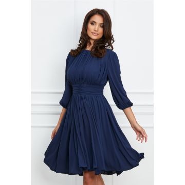 Rochie Dy Fashion bleumarin cu pliuri