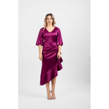 Rochie eleganta din tesatura vaporoasa satinata de culoare mov