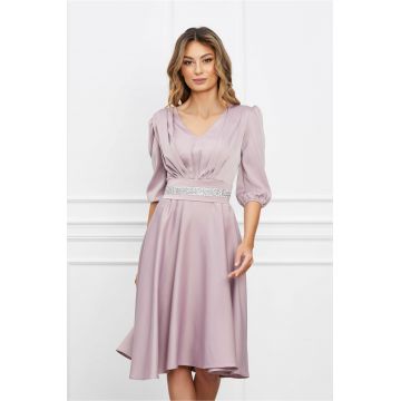 Rochie Ella Collection Aria roz cu cordon in talie