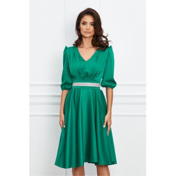 Rochie Ella Collection Aria verde deschis cu cordon in talie