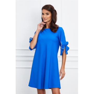 Rochie LaDonna albastra cu funde pe maneci