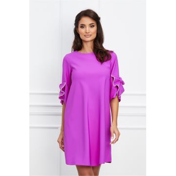 Rochie LaDonna mov cu funde pe maneci