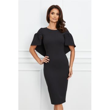 Rochie LaDonna neagra cu aplicatie tip capa