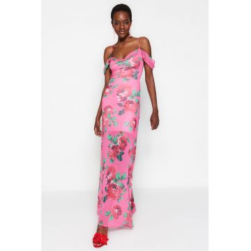 Rochie maxi cu decupaje pe umeri Rochie maxi cu decupaje pe umeri