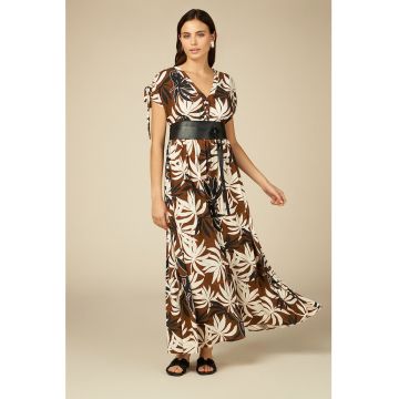 Rochie maxi evazata cu imprimeu grafic