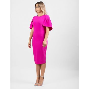 Rochie midi conica de culoare fucsia