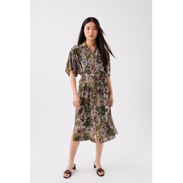 Rochie midi cu model tropical