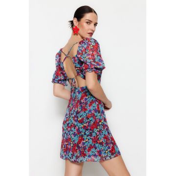 Rochie mini evazata cu model floral